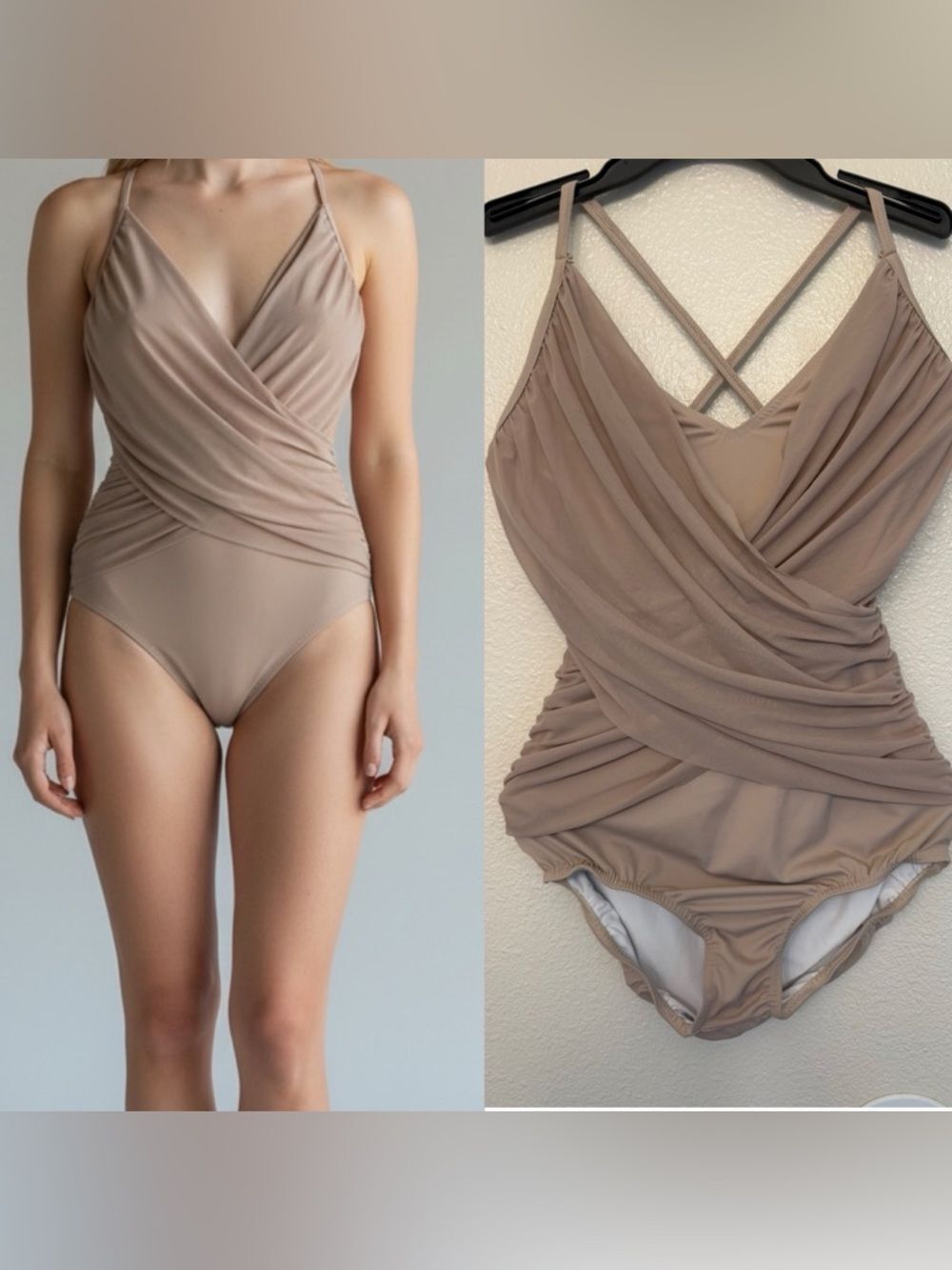 Kelle dance lyrical costume tan blush drape mesh leotard LA-Large adult